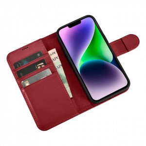 Калъф тип книга iCARER Wallet 2в1 против кражба - iPhone 14 Plus Cover червен - Img 9