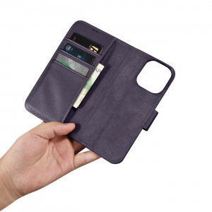Калъф тип книга iCARER Wallet 2в1 против кражба - iPhone 14 Pro Cover тъмнолилав - Img 13