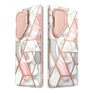 Калъф 360° със стойка и покритие за камерата SUPCASE Cosmo MagSafe - Samsung Galaxy S24 Ultra розов мрамор - Img 8