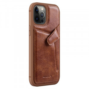 Кожен гръб с джоб за карти NILLKIN Aoge - iPhone 12 mini кафяв - Img 3