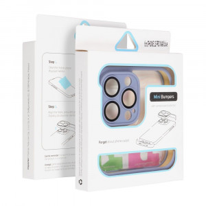 Комплект бъмпери и защита за камерата Mini Bumpers - iPhone 15 Pro Max син - Img 8