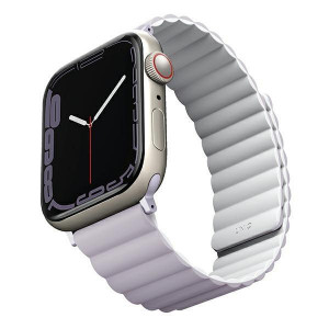 Магнитна двулицева каишка UNIQ Revix - Apple Watch 41mm Series 9 / 41mm Series 8 / 41mm Series 7 / 40mm Series 6 / 40mm SE / 40mm Series 5 / 40mm Series 4 / 38mm Series 3 / 38mm Series 2 люляк / бяла - Img 2