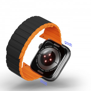 Магнитна каишка Dux Ducis LD - Apple Watch 41mm Series 9 / 41mm Series 8 / 41mm Series 7 / 40mm Series 6 / 40mm SE / 40mm Series 5 / 40mm Series 4 / 38mm Series 3 / 38mm Series 2 / 38mm (1st gen) черна / оранжева - Img 11