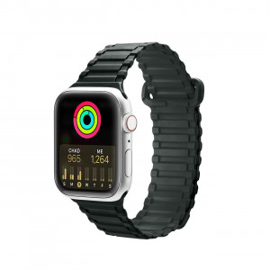 Магнитна силиконова каишка Dux Ducis Armor - Apple Watch Ultra 49mm / Ultra 2 49mm / 45mm Series 9 / 45mm Series 8 / 45mm Series 7 / 44mm SЕ (2nd gen) / 44mm SE / 44mm Series 6 / 44mm Series 5 / 44mm Series 4 / 42mm Series 3 / 42mm Series 2 зелен - Img 1