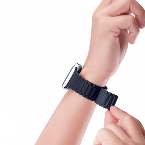 Магнитна силиконова каишка Dux Ducis Armor - Apple Watch Ultra 49mm / Ultra 2 49mm / 45mm Series 9 / 45mm Series 8 / 45mm Series 7 / 44mm SЕ (2nd gen) / 44mm SE / 44mm Series 6 / 44mm Series 5 / 44mm Series 4 / 42mm Series 3 / 42mm Series 2 син - Img 3