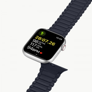 Магнитна силиконова каишка Dux Ducis Armor - Apple Watch Ultra 49mm / Ultra 2 49mm / 45mm Series 9 / 45mm Series 8 / 45mm Series 7 / 44mm SЕ (2nd gen) / 44mm SE / 44mm Series 6 / 44mm Series 5 / 44mm Series 4 / 42mm Series 3 / 42mm Series 2 син - Img 8