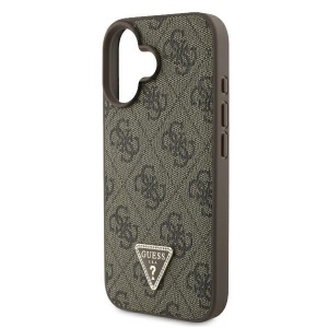 Оригилане Кожен Клаъф Guess Leather Metal Logo Strass Crossbody Case for iPhone 16 - кафяв - Img 6