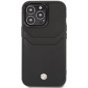 Оригинален гръб от еко кожа BMW Leather Card Slot BMHCP14L22RSEPK - iPhone 14 Pro черен - Img 3