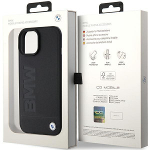 Оригинален гръб от естествена кожа BMW Leather Hot Stamp - iPhone 15 Plus черен - Img 8