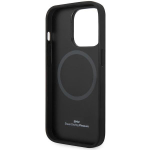 Оригинален гръб от естествена кожа BMW Leather Hot Stamp MagSafe BMHMP14XSLLNA - iPhone 14 Pro Max тъмносин - Img 7