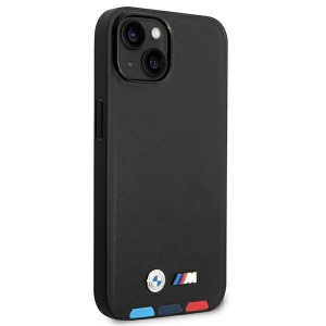Оригинален гръб от естествена кожа BMW Leather Stamp Tricolor BMHCP14M22PTDK - iPhone 14 Plus черен - Img 4