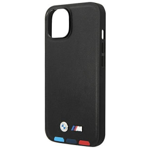 Оригинален гръб от естествена кожа BMW Leather Stamp Tricolor BMHMP14M22PTDK MagSafe - iPhone 14 Plus черен - Img 6
