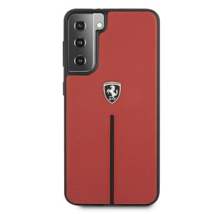 Оригинален гръб от естествена кожа FERRARI Off Track Leather Nylon Stripe FEOSIHCS21 5GSRE - Samsung Galaxy S21 5G червен - Img 3