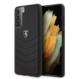 Оригинален гръб от естествена кожа FERRARI Off Track Quilted FEHQUHCS21 5GSBK - Samsung Galaxy S21 5G черен - Img 1