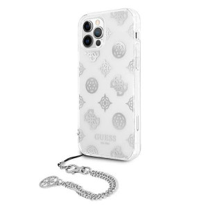 Оригинален гръб с верижка GUESS Peony Chain GUHCP12LKSPESI - iPhone 12 Pro Max сребрист - Img 2