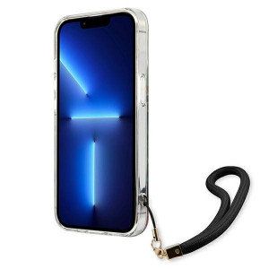 Оригинален гръб с връзка GUESS Flower GUHCP13MHFLSB - iPhone 13 син - Img 5