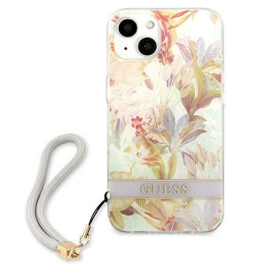 Оригинален гръб с връзка GUESS Flower GUHCP13SHFLSU - iPhone 13 mini лилав - Img 3