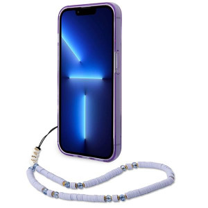 Оригинален гръб с гривна GUESS Translucent Pearl Strap GUHCP14LHGCOHU - iPhone 14 Pro лилав - Img 4