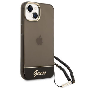 Оригинален гръб с гривна GUESS Translucent Pearl Strap GUHCP14SHGCOHK - iPhone 14 черен - Img 3