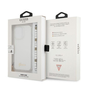 Оригинален гръб с гривна GUESS White Pearl GUHCP13LKPSWH - iPhone 13 Pro прозрачен - Img 8