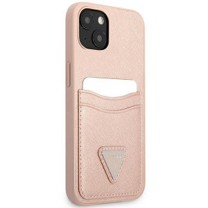 Оригинален гръб с джоб за карта GUESS SaffianoTriangle Logo Cardslot GUHCP13MPSATPP - iPhone 13 розов - Img 4