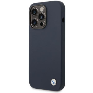 Оригинален гръб BMW Silicone Metal Logo MagSafe BMHMP14LSILNA - iPhone 14 Pro тъмносин - Img 2