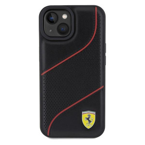 Оригинален гръб FERRARI Perforated Waves Metal Logo - iPhone 13 / 14 / 15 черен - Img 3