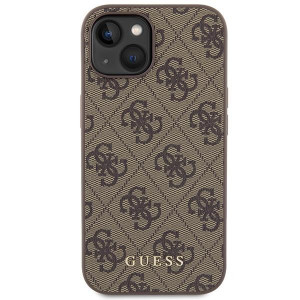 Оригинален гръб GUESS 4G Metal Gold Logo - iPhone 15 кафяв - Img 3
