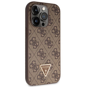 Оригинален гръб GUESS 4G Metal Logo с презрамка GUHCP14LP4TDSCPW - iPhone 14 Pro кафяв - Img 4