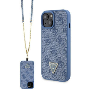 Оригинален гръб GUESS 4G Metal Logo с презрамка GUHCP15SP4TDSCPB - iPhone 15 син - Img 1
