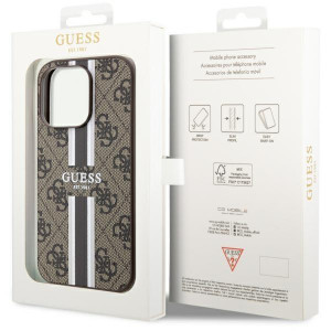 Оригинален гръб GUESS 4G Printed Stripe MagSafe GUHMP14LP4RPSW - iPhone 14 Pro кафяв - Img 8