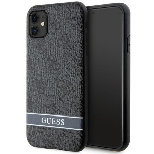 Оригинален гръб GUESS 4G Stripe GUHCN61P4SNK - iPhone 11 сив - Img 1