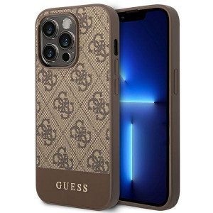 Оригинален гръб GUESS 4G Stripe GUHCP14XG4GLBR - iPhone 14 Pro Max кафяв - Img 1