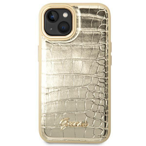 Оригинален гръб GUESS Croco GUHCP14MHGCRHD - iPhone 14 Plus златист - Img 3