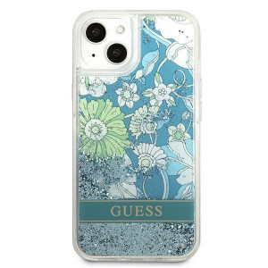 Оригинален гръб GUESS Flower Liquid Glitter GUHCP13SLFLSN - iPhone 13 mini зелен - Img 3