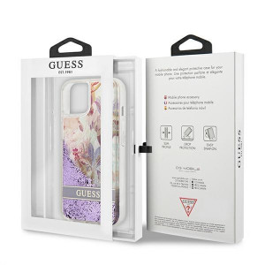 Оригинален гръб GUESS Flower Liquid Glitter GUHCP13SLFLSU - iPhone 13 mini лилав - Img 8