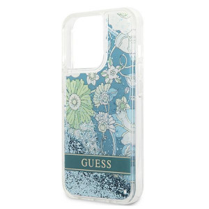 Оригинален гръб GUESS Flower Liquid Glitter GUHCP13XLFLSN - iPhone 13 Pro Max зелен - Img 6