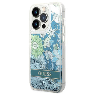 Оригинален гръб GUESS Flower Liquid Glitter GUHCP14LLFLSN - iPhone 14 Pro зелен - Img 2