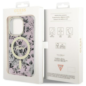 Оригинален гръб GUESS Flower MagSafe GUHMP14LHCFWSP - iPhone 14 Pro розов - Img 8