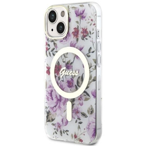 Оригинален гръб GUESS Flower MagSafe GUHMP14MHCFWST - iPhone 14 Plus прозрачен - Img 2