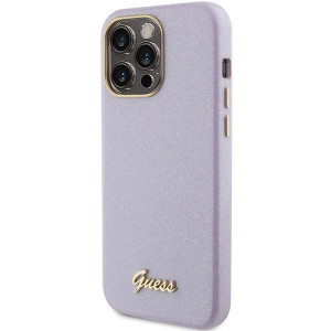 Оригинален гръб GUESS Glitter Glossy Script - iPhone 15 Pro Max лилав - Img 2