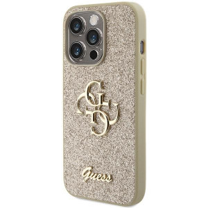Оригинален гръб GUESS Glitter Script Big 4G - iPhone 15 Pro златист - Img 2