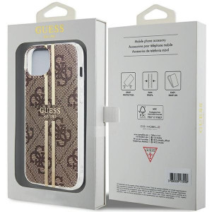 Оригинален гръб GUESS IML 4G Gold Stripe - iPhone 15 Plus / 14 Plus кафяв - Img 8