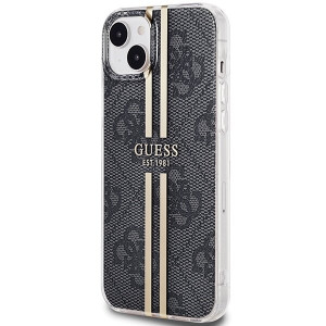 Оригинален гръб GUESS IML 4G Gold Stripe - iPhone 15 Plus / 14 Plus черен - Img 2