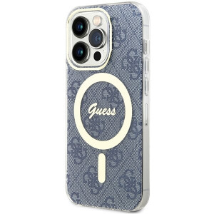 Оригинален гръб GUESS IML 4G MagSafe - iPhone 15 Pro син - Img 2