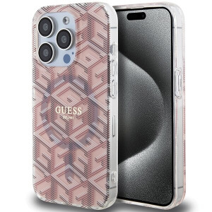Оригинален гръб GUESS IML GCube MagSafe - iPhone 15 Pro розов - Img 1