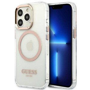 Оригинален гръб GUESS Metal Outline MagSafe GUHMP13XHTRMD - iPhone 13 Pro Max златист - Img 1
