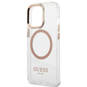 Оригинален гръб GUESS Metal Outline MagSafe GUHMP13XHTRMD - iPhone 13 Pro Max златист - Img 6