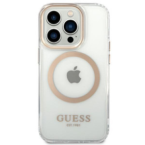 Оригинален гръб GUESS Metal Outline MagSafe GUHMP14LHTRMD - iPhone 14 Pro златист - Img 3