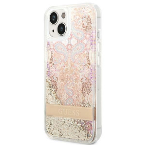 Оригинален гръб GUESS Paisley Liquid Glitter GUHCP14MLFLSD - iPhone 14 Plus златист - Img 2